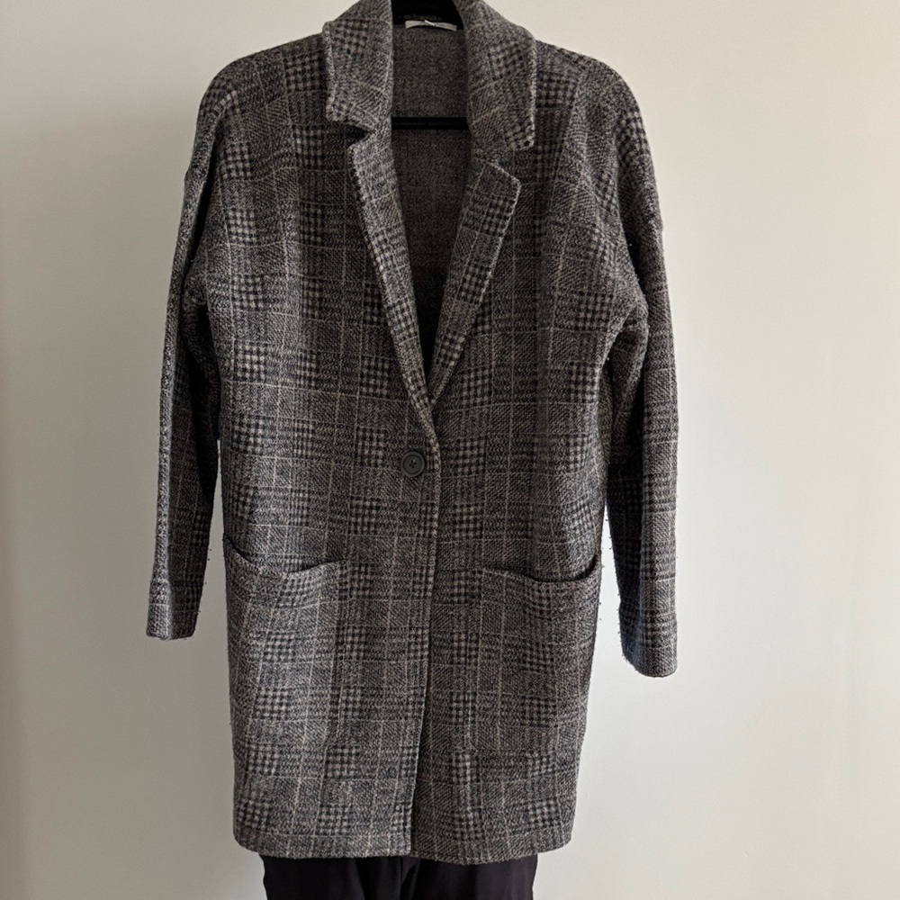 Madewell Black/Gray Checkered Women's Blazer/Coat